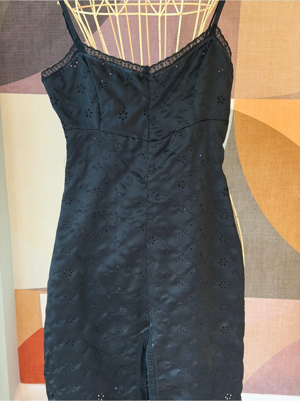 Betsey Johnson Black Eyelet Strapless Slip Dress